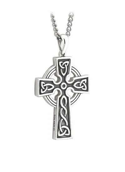 Gents Sterling Silver Double Sided Oxidized Cross